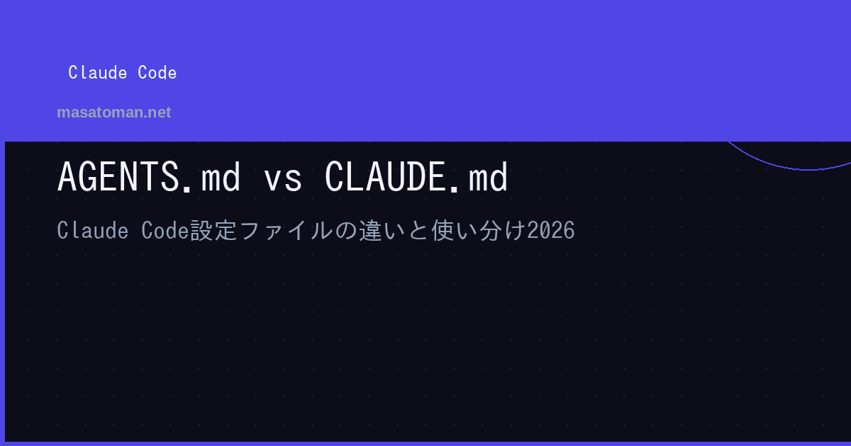 AGENTS.md vs CLAUDE.md|Claude Code 設定ファイルの違いと使い分け 2026