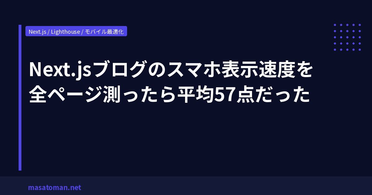 Next.jsブログのスマホ表示速度を全ページ測ったら平均57点だった