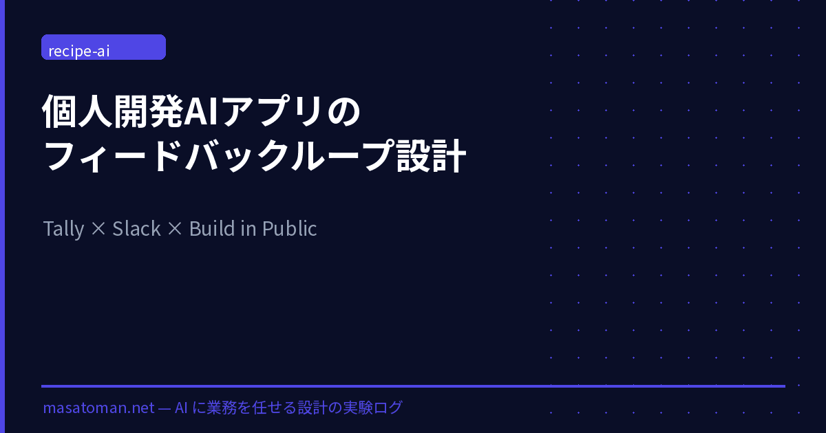 個人開発AIアプリのフィードバックループ設計 — Tally × Slack × Build in Public